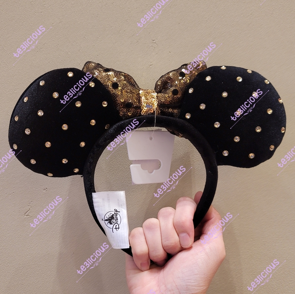 DISNEY PARKS CRYSTAL POLKA DOT GOLD EARS - Picture 5 of 5